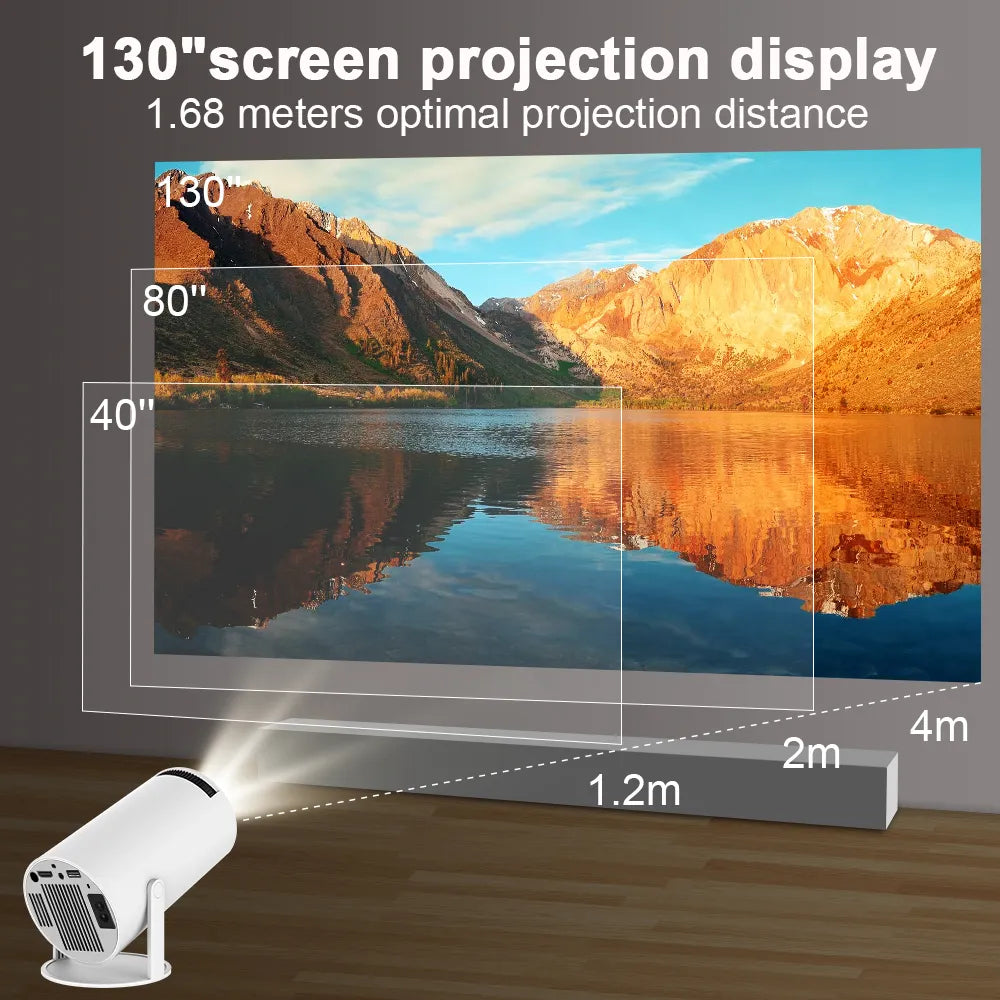 Proyector 4K Android, para cine en casa BT 5.0 1080P 1280x720P